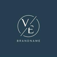 Initial letter VE logo monogram with circle line style vector