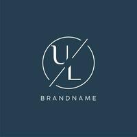 Initial letter UL logo monogram with circle line style vector