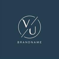 Initial letter VU logo monogram with circle line style vector