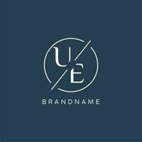 Initial letter UE logo monogram with circle line style vector