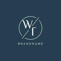 Initial letter WT logo monogram with circle line style vector