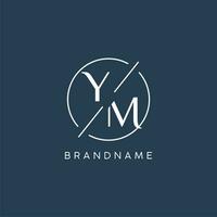 Initial letter YM logo monogram with circle line style vector