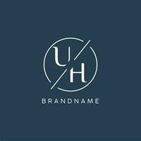 Initial letter UH logo monogram with circle line style vector