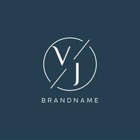 Initial letter VJ logo monogram with circle line style vector