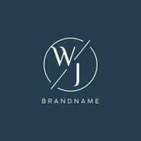 Initial letter WJ logo monogram with circle line style vector