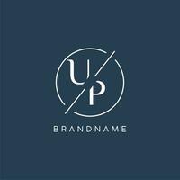 Initial letter UP logo monogram with circle line style vector