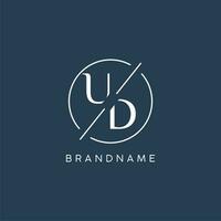 Initial letter UD logo monogram with circle line style vector
