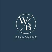 Initial letter WB logo monogram with circle line style vector