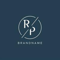 Initial letter RP logo monogram with circle line style vector