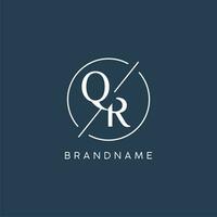 Initial letter QR logo monogram with circle line style vector