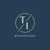 Initial letter TI logo monogram with circle line style vector