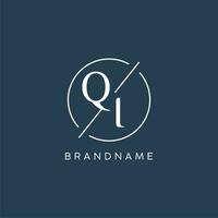 Initial letter QI logo monogram with circle line style vector