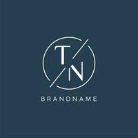 Initial letter TN logo monogram with circle line style vector