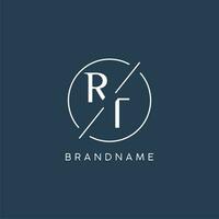 Initial letter RT logo monogram with circle line style vector