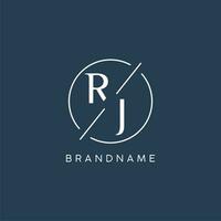 Initial letter RJ logo monogram with circle line style vector