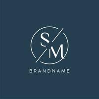 Initial letter SM logo monogram with circle line style vector