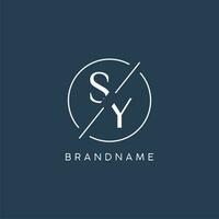 Initial letter SY logo monogram with circle line style vector