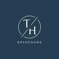 Initial letter TH logo monogram with circle line style vector