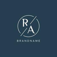 Initial letter RA logo monogram with circle line style vector