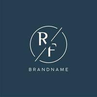 Initial letter RF logo monogram with circle line style vector