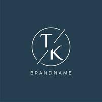 Initial letter TK logo monogram with circle line style vector