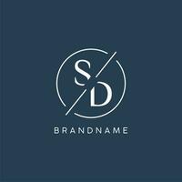 Initial letter SD logo monogram with circle line style vector
