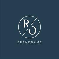 Initial letter RO logo monogram with circle line style vector