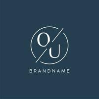 Initial letter OU logo monogram with circle line style vector