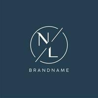 Initial letter NL logo monogram with circle line style vector