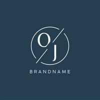 Initial letter OJ logo monogram with circle line style vector