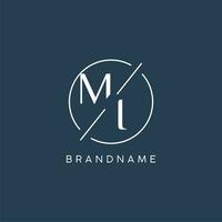 Initial letter MI logo monogram with circle line style vector