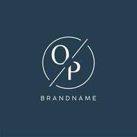 Initial letter OP logo monogram with circle line style vector