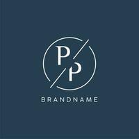 Initial letter PP logo monogram with circle line style vector