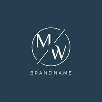 Initial letter MW logo monogram with circle line style vector