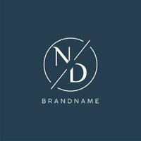 Initial letter ND logo monogram with circle line style vector