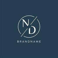 Initial letter ND logo monogram with circle line style vector