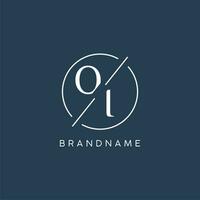 Initial letter OI logo monogram with circle line style vector