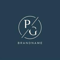 Initial letter PG logo monogram with circle line style vector