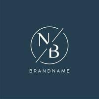 Initial letter NB logo monogram with circle line style vector