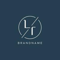Initial letter LT logo monogram with circle line style vector