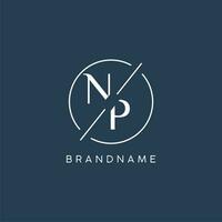Initial letter NP logo monogram with circle line style vector