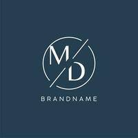 Initial letter MD logo monogram with circle line style vector