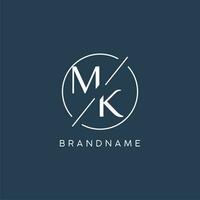 Initial letter MK logo monogram with circle line style vector