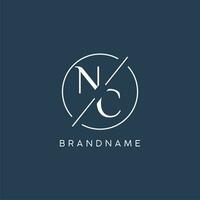 Initial letter NC logo monogram with circle line style vector