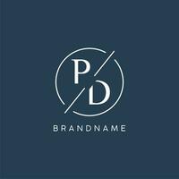 Initial letter PD logo monogram with circle line style vector