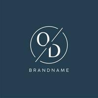 Initial letter OD logo monogram with circle line style vector