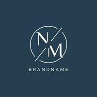Initial letter NM logo monogram with circle line style vector