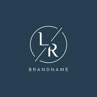 Initial letter LR logo monogram with circle line style vector