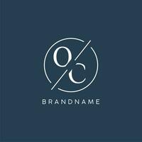 Initial letter OC logo monogram with circle line style vector