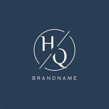 Initial letter HQ logo monogram with circle line style vector